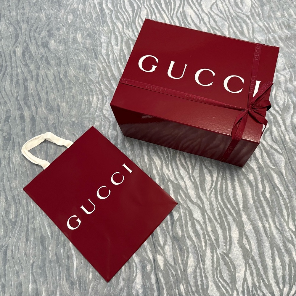 Gucci Gift Box, Ribbon, and Gift Bag